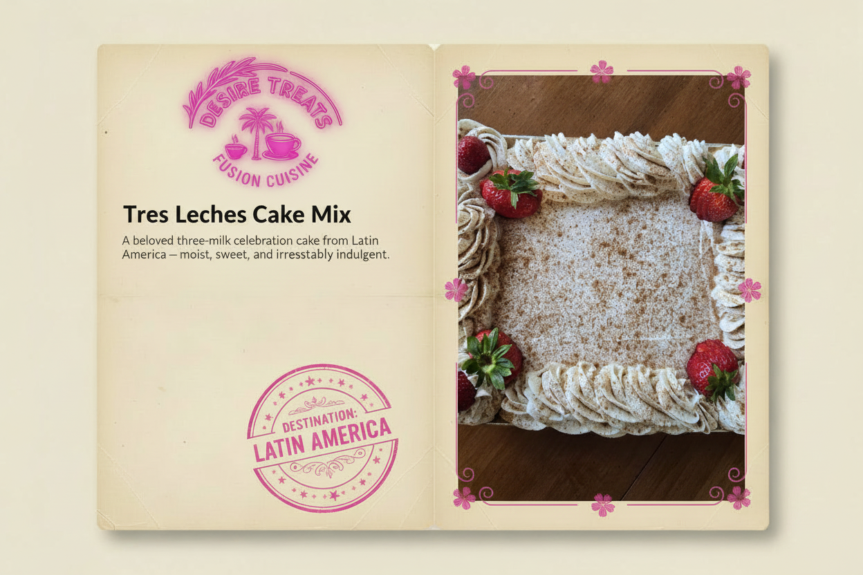 Tres Leches Passport Menu Card with your photo
